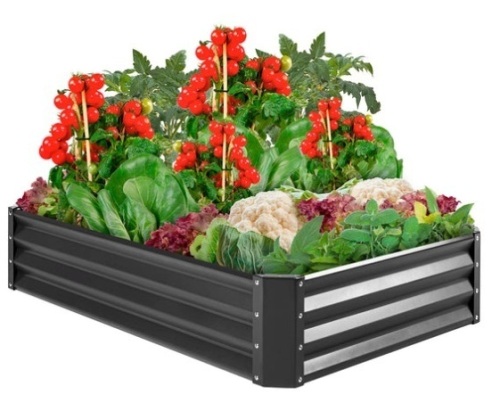 Outdoor Metal Raised Garden Bed for Vegetables, Flowers, Herbs, Dark Gray - Lot 563