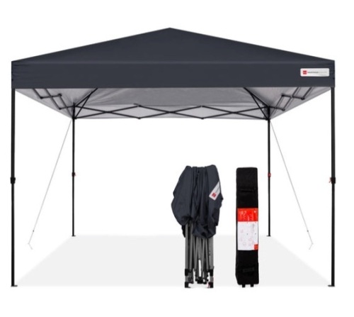 One-Person Setup Instant Pop Up Canopy w/ Wheeled Bag - 10x10ft, Gray - Lot 573