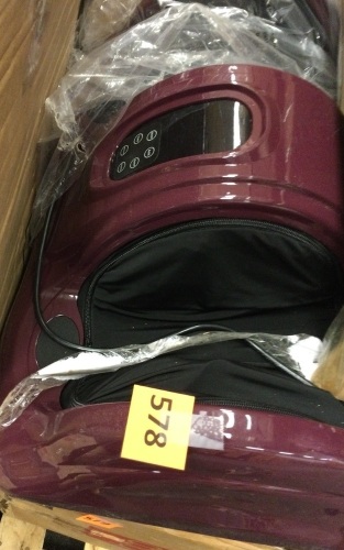Foot Massager w/ High-Intensity Rollers, Remote Control, Burgundy - Lot 578