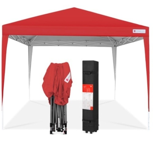 Outdoor Portable Pop Up Canopy Tent w/ Carrying Case, 10x10ft, Red - Lot 586