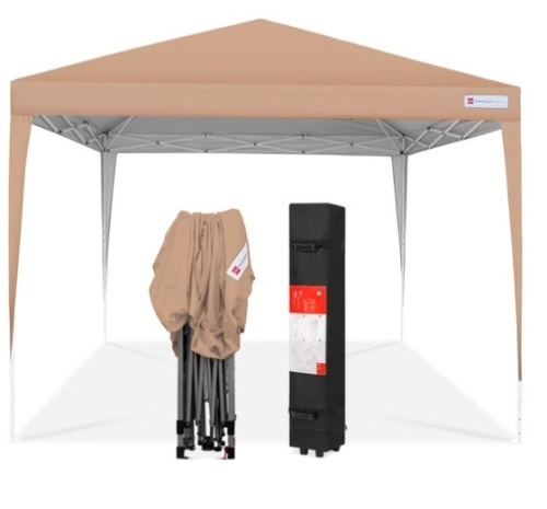 Outdoor Portable Pop Up Canopy Tent w/ Carrying Case, 10x10ft, Tan - Lot 591