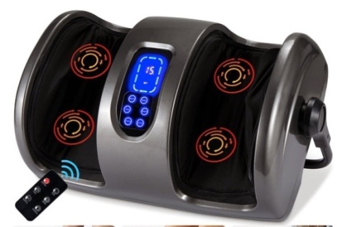 Reflexology Shiatsu Foot Massager w/ High-Intensity Rollers, Remote Control, Gray  - Lot 610