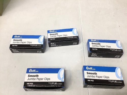 Lot of (5) Boxes of Quill Jumbo Paper Clips, Appears New - Lot 105
