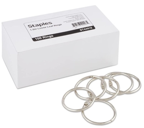 Staples Loose Leaf Rings 1-1/2" Width 100/Pk, Appears new, Retail 14.76 - Lot 408