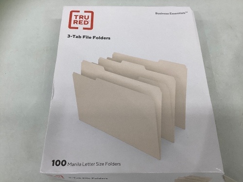 Staples 3 Tab File Folders, E-Comm Return, Retail 64.99 - Lot 397