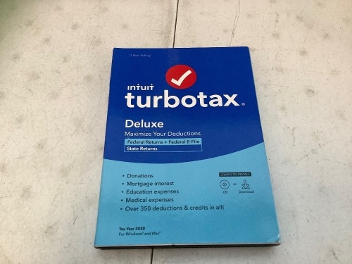 Intuit Turbotax Desktop Deluxe 2020, New, Retail 37.80 - Lot 552