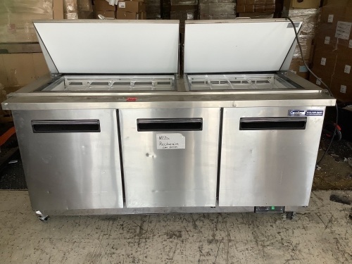 Central Exclusive Mega-Top Sandwich/Salad Prep Table - Three Door, 72"W, Model 69K-138HC, Salvage - Lot 10A