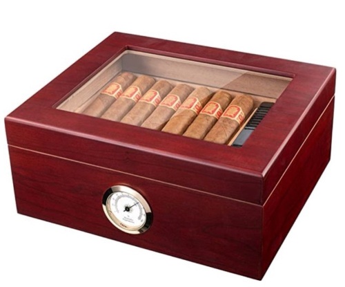 Mantello 25-50 Cigar Desktop Humidor w/ Glass Top, Appears New, Retail 39.99 - Lot 299