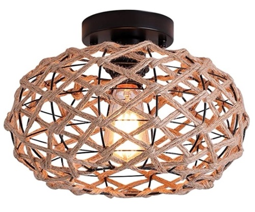 Nomita Rustic Woven Flush Mount Light, Appears New, Retail 45.98 - Lot 336
