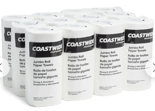 Box of 12 Rolls Coastwide Jumbo Roll Paper Towels, Appears New, Retail 35.99 - Lot 220