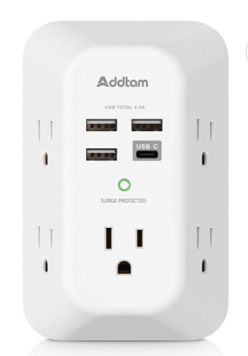 Addtam USB Wall Charger Surge Protector/Extender, 2 Pack, Untested, Appears New, Retail 43.98 - Lot 268