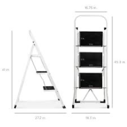 3-Step Portable Folding Step Ladder w/ Non-Slip Feet, 330lb Capacity - Lot 1091