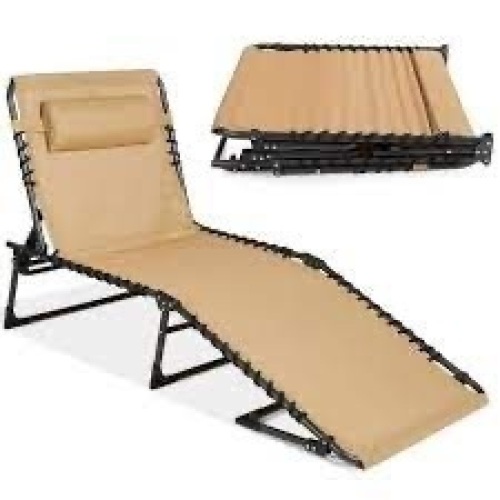 Portable Patio Chaise Lounge Chair Outdoor Recliner w/ Pillow - Lot 1094