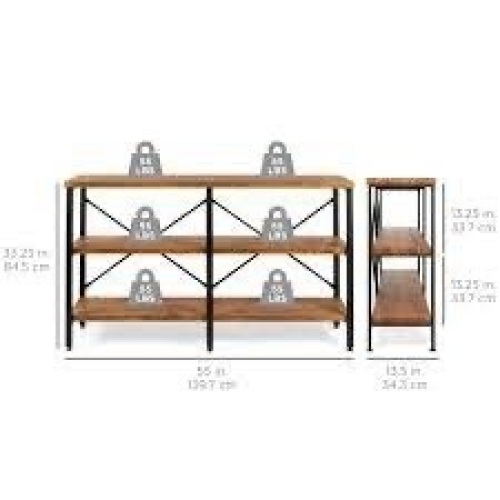 3-Tier Industrial Hallway Console Table for Living Room, Entry Way - 55in - Lot 1100