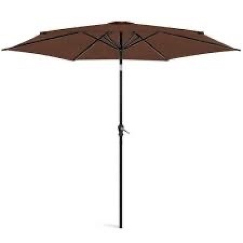 Outdoor Steel Market Patio Umbrella Decoration w/ Tilt, Crank Lift - 10ft - Lot 1134