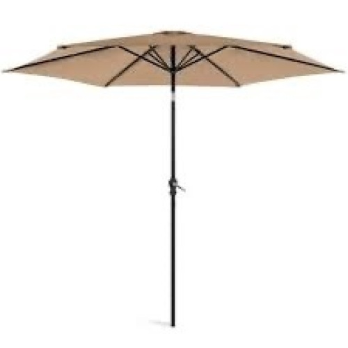 Outdoor Steel Market Patio Umbrella Decoration w/ Tilt, Crank Lift - 10ft - Lot 1140