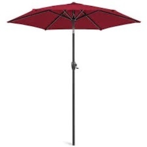 Outdoor Market Patio Umbrella w/ Push Button Tilt, Crank Lift - 7.5ft - Lot 1165