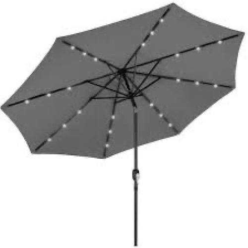 Solar LED Lighted Patio Umbrella w/ Tilt Adjustment, UV-Resistance - 10ft - Lot 1348