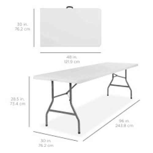 8ft Portable Folding Plastic Dining Table w/ Handle, Lock - Lot 1351