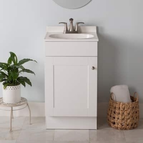 Project Source 18-in White Single Sink Bathroom Vanity with White Cultured Marble Top - Lot 1375