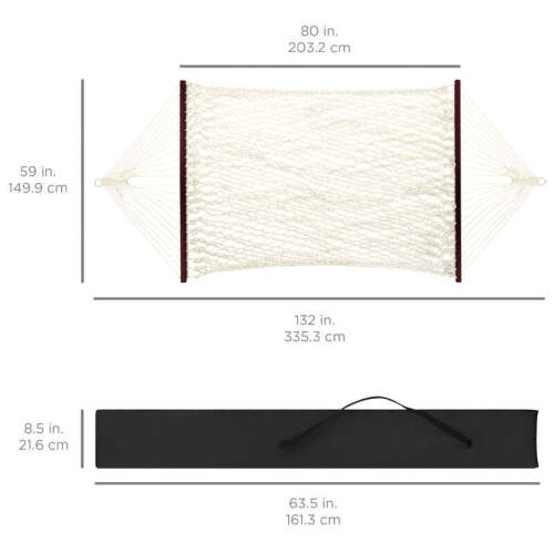 Cotton Rope 2-Person Double Hammock w/ Spreader Bars, Carrying Case - Lot 1377