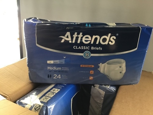 Attends Classic Breifs, Medium, 96 Count/24 Pack, Case of 4, New, Retail - $54.99 - Lot 12