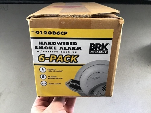 BRK First Alert Hardwired Smoke Alarm, 6 pack, New, Retail - $77 - Lot 18