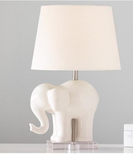 Pottery Barn Kids Ceramic Elephant Lamp, White, Like New, Retail - $165 - Lot 70