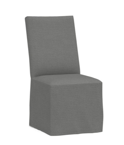 Pottery Barn Comfort Square Dining Side Chair Long Slipcover, Basketweave Slub Charcoal, Like New, Retail - $249 - Lot 109