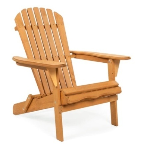 Folding Wooden Adirondack Chair Accent Furniture w/ Natural Finish - Brown - Lot 206