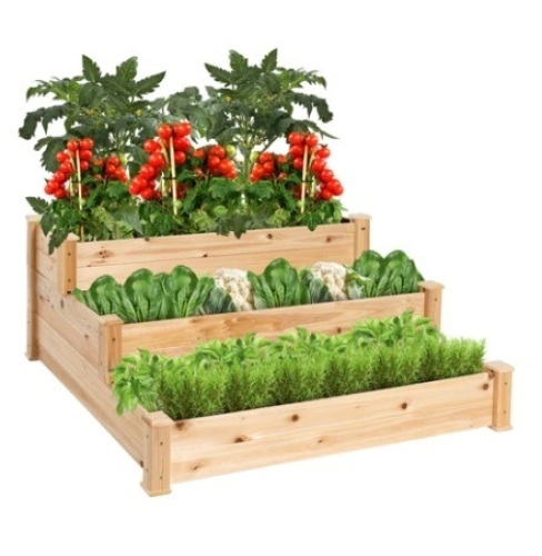 3-Tier Raised Fir Wood Garden Bed Planter - Lot 214