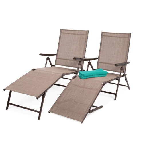 Set of 2 Outdoor Patio Chaise Recliner Lounge Chairs w/ Rust-Resistant Frame,NEW - Lot 15