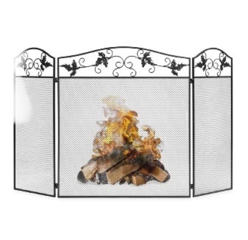 3-Panel Handcrafted Wrought Iron Decorative Leaf Fireplace Screen - 50x29in,NEW - Lot 21