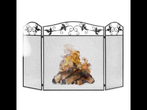 3-Panel Handcrafted Wrought Iron Decorative Leaf Fireplace Screen - 50x29in,NEW - Lot 53