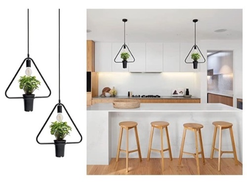 2 Pendant Light Fixture for Kitchen Island Dining Room Hanging Lamp with Plant Pot and Adjustable Wire up to 59" Ideal for Dining or Kitchen Table Scandinavian Style by Scandinaf.,NEW - Lot 54