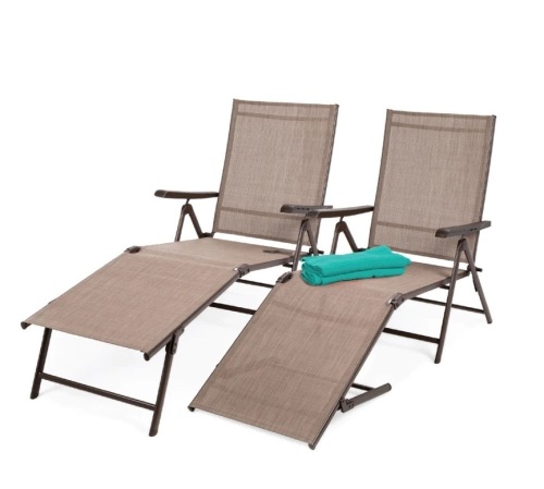 Set of 2 Outdoor Patio Chaise Recliner Lounge Chairs w/ Rust-Resistant Frame,NEW - Lot 136