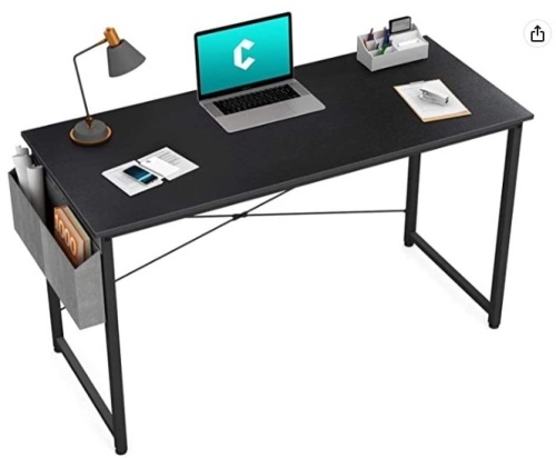 Cubiker Computer Desk Home Office Writing Study Desk, Modern Simple Style Laptop Table with Storage Bag, Black,E-COMMERCE RETURN - Lot 99