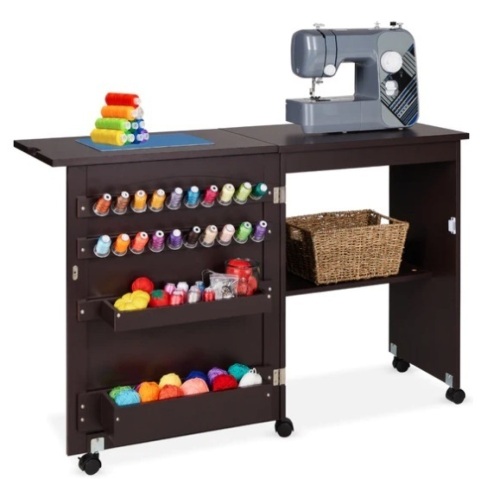 Folding Sewing Table Multipurpose Craft Station & Side Table w/ Wheels,NEW - Lot 155