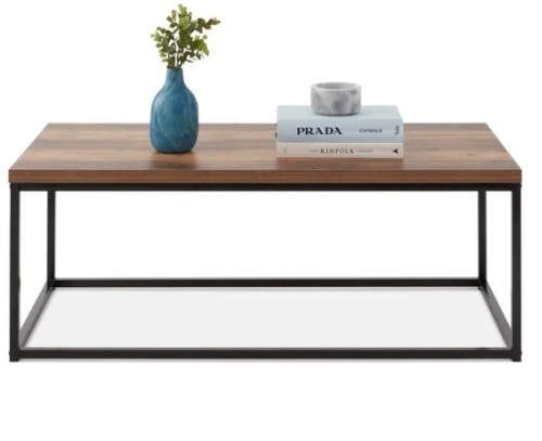 44in Modern Industrial Rectangular Wood Grain Coffee Table w/ Metal Frame,E-COMMERCE RETURN - Lot 322