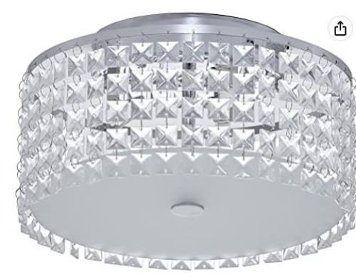 BAZZ Glam Decorative Ceiling Fixture, Dimmable, Easy Installation, Frosted Glass,E-COMMERCE RETURN - Lot 343