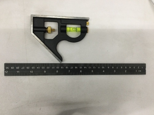WEN ME144L 12-Inch Aluminum Combination Square with Bubble Level - Lot 351