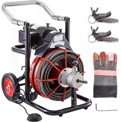 Vevor Sewer Drain Cleaner Machine with Cutters 100' x 1/2" 550w - Appears New, Untested    - Lot 96