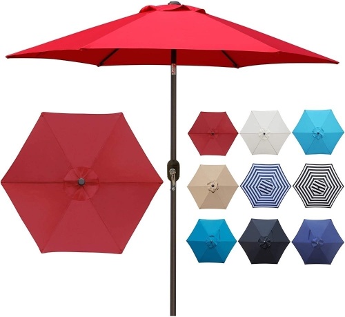 Blissun 7.5' Patio Umbrella with Push Button Tilt and Crank - New/Unopened - Lot 272