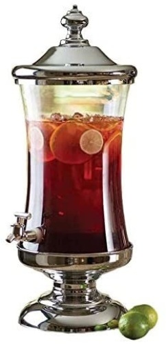 Shannon Crystal Horizon Chrome and Glass 2.5 Gallon Beverage Dispenser - Appears New   - Lot 532