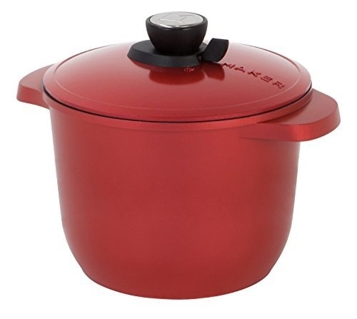 MAKER Homeware 4.5 QT Cast Aluminum Multi-Purpose Pot with Nonstick Ceramic Coating, Red - Appears New  - Lot 543