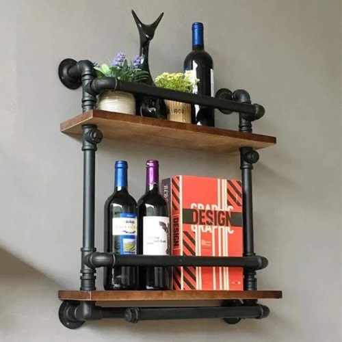 FURVOKIA Industrial Vintage Wall Mounted Rustic Farmhouse Shelf - Appears New - Lot 549