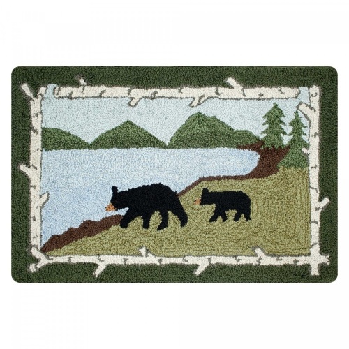 Homespice Ultra Wool Tufted Rug Lakeside Bears 27" x 45" - Appears New  - Lot 552