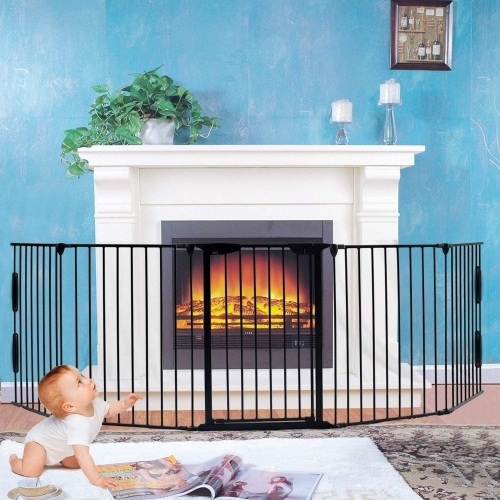Freestanding 5 Panel Baby Safety Gate Fireplace Fence Freestanding 125" x 30" - Appears New  - Lot 579