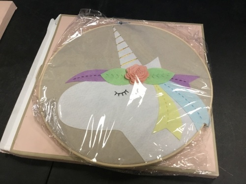 Lot of (2) Inspired by Jewel Handmade Felt Unicorn Wall Art 15.7" - Appear New - Lot 645