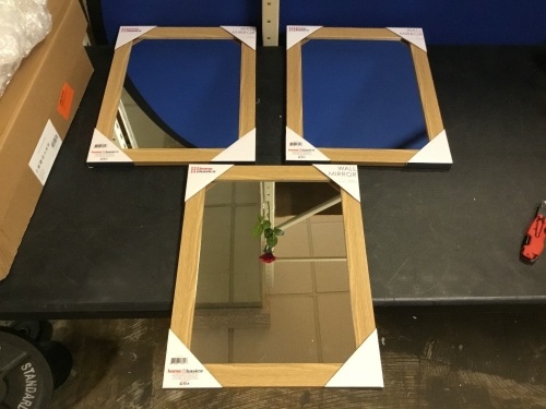 Lot of (3) Home Basics DM47054 12" X 16" Wall Mirrors, Natural - Appear New  - Lot 804